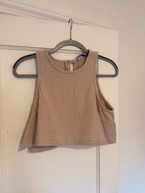 ASOS Textured Sleeveless Crop Top in Beige